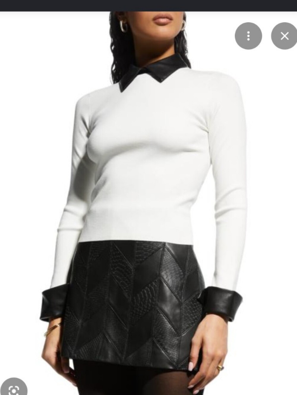 Alice + Olivia Dory Faux Leather Collar Cuff Top